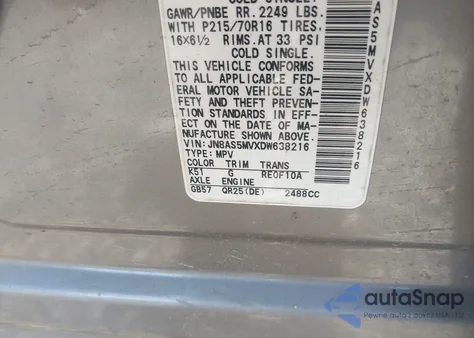 2013 Nissan Rogue S z USA, uszkodzony, nr VIN JN8AS5MVXDW638216